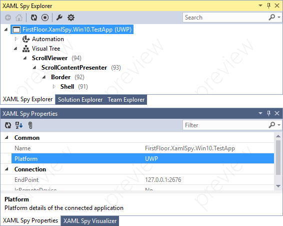 XAML Spy Explorer and Properties for Visual Studio